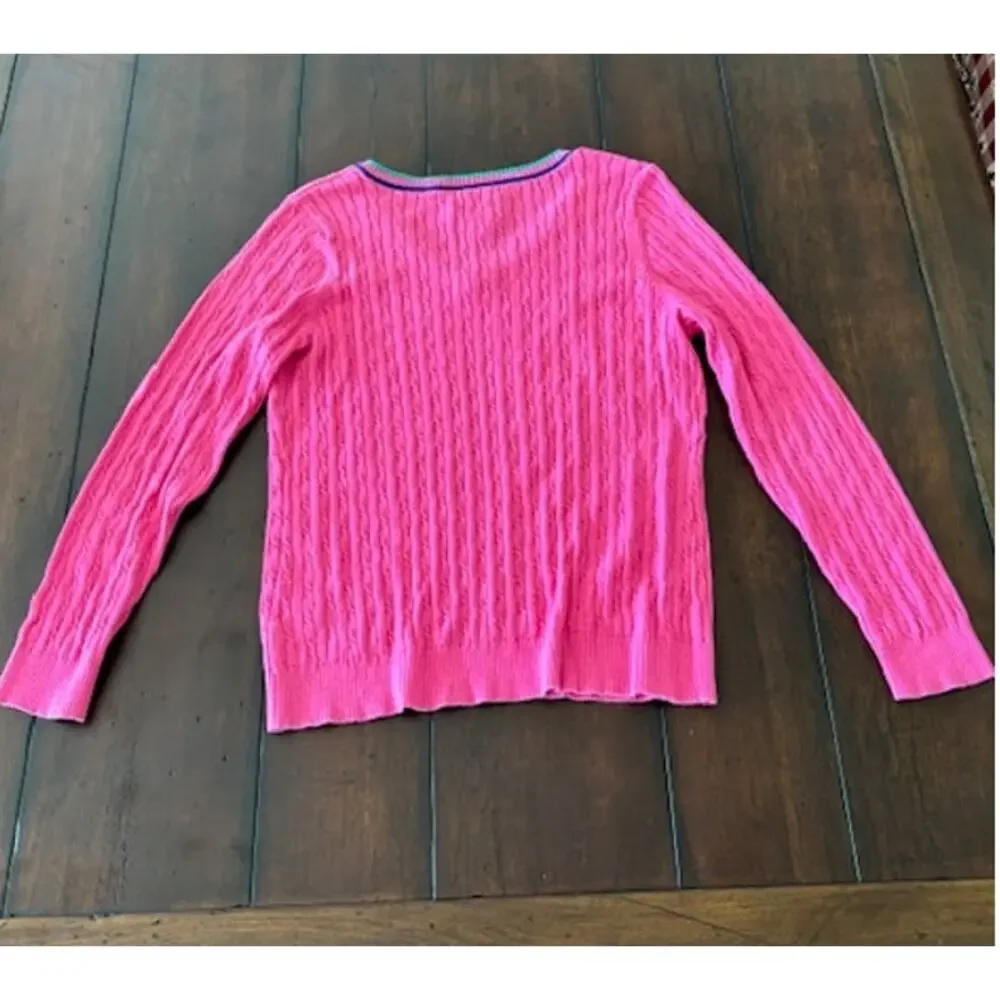 Caribbean Joe Size XL V-Neck Preppy Pink Sweater‎ 100% Cotton